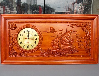 Tranh gỗ đồng hồ thuận buồm xuôi gió sơn PU TRG15 may mắn tài lộc