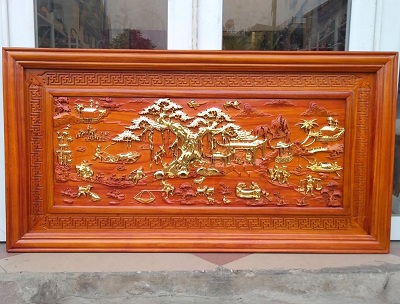 Tranh gỗ tự nhiên phong cảnh đồng quê sơn PU TĐQ02