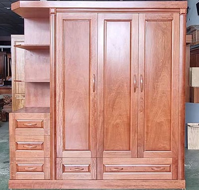 Tủ quần áo gỗ xoan đào góc 3 cánh 5 ngăn kéo GTQA88 Rộng 190