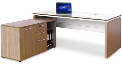Bàn lãnh đạo gỗ ép MFC Yếm sắt sơn tĩnh điện màu trắng