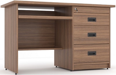 Bàn máy tính hộc liền 3 ngăn kéo vân gỗ óc chó BONC238
