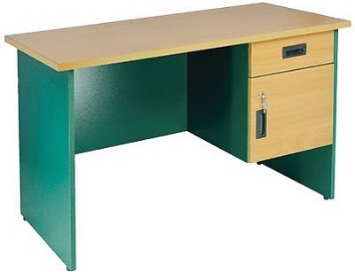 Bàn làm việc gỗ ép MFC kèm hộc treo liền BONC237 melamine vàng xanh