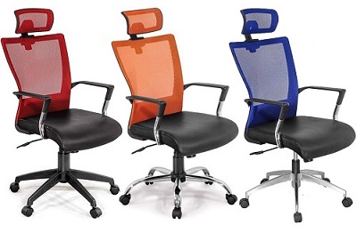 Ghế văn phòng đệm ngồi bọc da lưng lưới GONC62 GX402B-N cao cấp