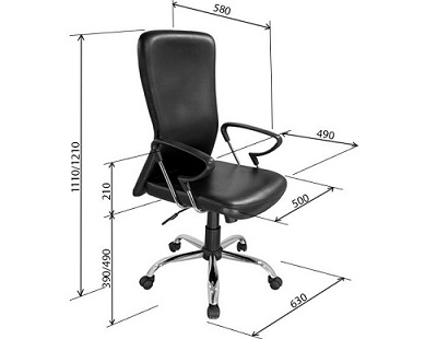 Ghế xoay da đen lưng cao tựa uốn cong đệm tựa rời cao cấp GONC47