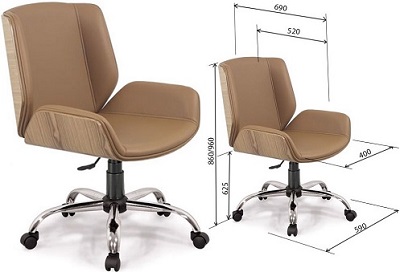 Ghế xoay giám đốc lưng trung cốt gỗ đệm da PU GONC82 GX602A-M