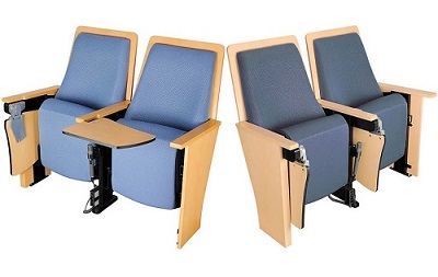 Mẫu Ghế hội trường có bàn viết lưng ốp gỗ Gauss KTU-861 KSF