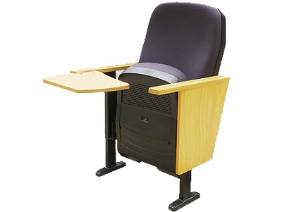 Ghế hội trường mặt ngồi lật gấp Gauss KTU-979 KSF đệm mút bọc vải màu đen