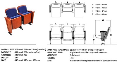 Bản vẽ chi tiết Ghế hội trường chân cố định Gauss Z-238
