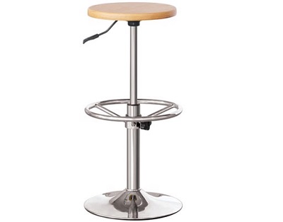 Ghế bar mặt gỗ tròn dày 25mm BONC09 khung, chân đế thép mạ Cr-Ni B08