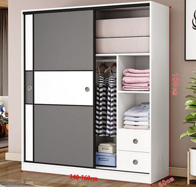 Tủ quần áo 2 cánh trượt cao cấp GMDF224 kéo cánh sang 1 ghs-51089