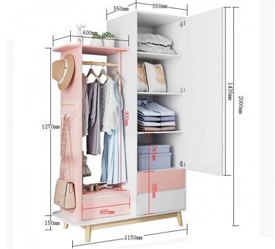 Thiết kế chi tiết Tủ quần áo gỗ ép GMDF246 ghs-5763