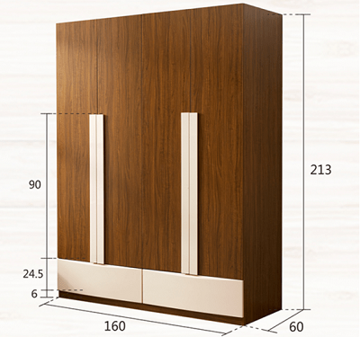 Tủ quần áo gia đình gỗ ép thiết kế 4 cánh GMDF264