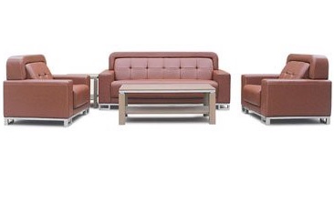 Bộ sofa da PU nâu 2 băng đơn và 1 băng dài GSFONC15 chân thép mạ sp05