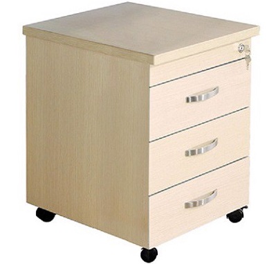 Hộc gỗ di động 3 ngăn kéo có khóa vân sồi TDN86 hg02