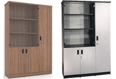 Tủ gỗ văn phòng kết hợp cánh kính và cánh gỗ TVPONC103 tg01