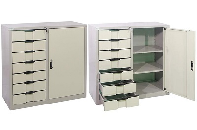 Tủ locker sắt chia 2 khoang 1 khoang cánh 7 ngăn kéo TVPONC88 ts19