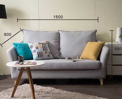 Ghế sofa bọc nỉ ghi xám dài 1m5 GSF201 văng 2 chỗ ngồi