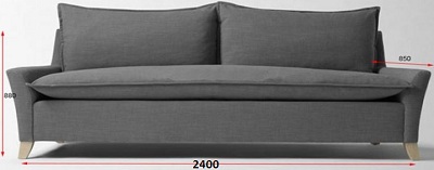 Thiết kế Ghế sofa bọc nỉ Kích thước 2400 x 850 x 880 mm Dài x Rộng X Cao GSF238