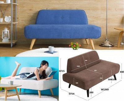Ghế sofa phòng ngủ nhỏ gọn đơn giản 1m36 GSF217 chân cao