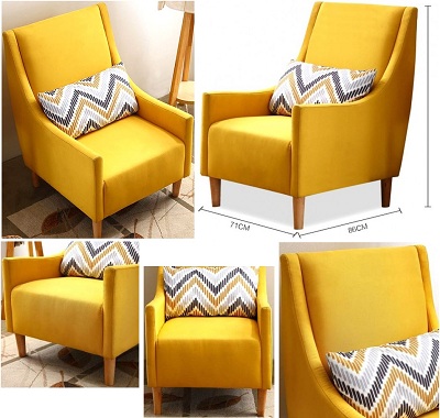Ghế sofa đơn bọc nỉ vàng mềm mại GSF213 ngồi không bị đau lưng