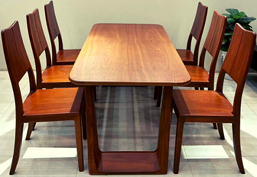 Bàn ăn gỗ xoan đào chân quỳ PA111 thiết kế hiện đại phong cách Bắc Âu