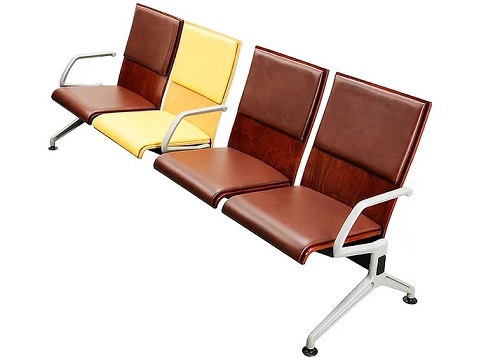 Ghế chờ gỗ ván ép đệm bọc da Gauss Chair KWD 201 FM phủ verneer sồi