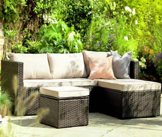 Sofa góc nhựa giả mây sân vườn biệt thự SFN12 đan lát mây PE độ bền