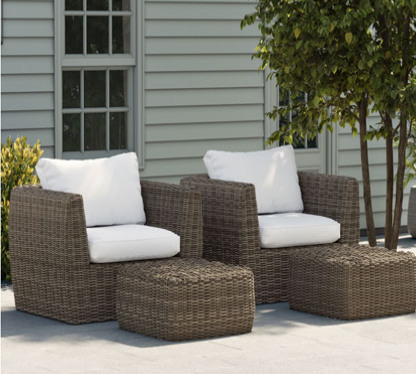 Sofa mây giả nhựa bể bơi SFN13 02 ghế đơn, 02 đôn bệt nhựa giả mây